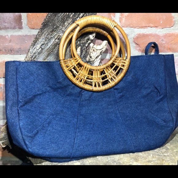 NEW Blue Jean Boho Tote w/ Double Ring Handles - Picture 5 of 9